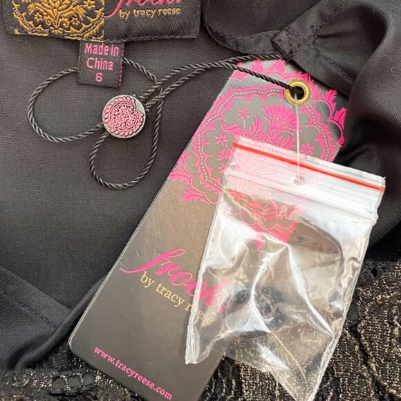 NWT Anthro Gold/Black Shimmering Lace Cocktail Dress By Frock Tracy Reese Size 6 - Picture 11 of 15